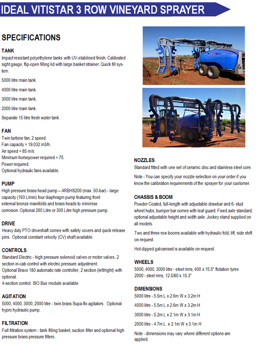 VITISTAR 3 ROW VINEYARD SPRAYER image 1